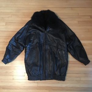 D.A.N.Y. leather jacket with opossum fur liner